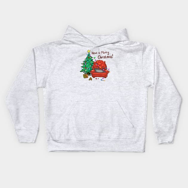 Have a Merry Christmas - Funny Christmas Cat Kids Hoodie by Pop Cult Store